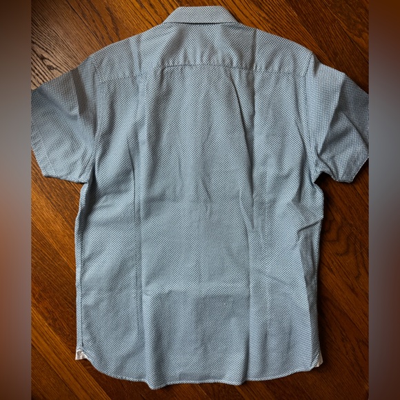 Ted Baker Light Blue Short-Sleeve Button-Down with Microprint - Picture 4 of 4